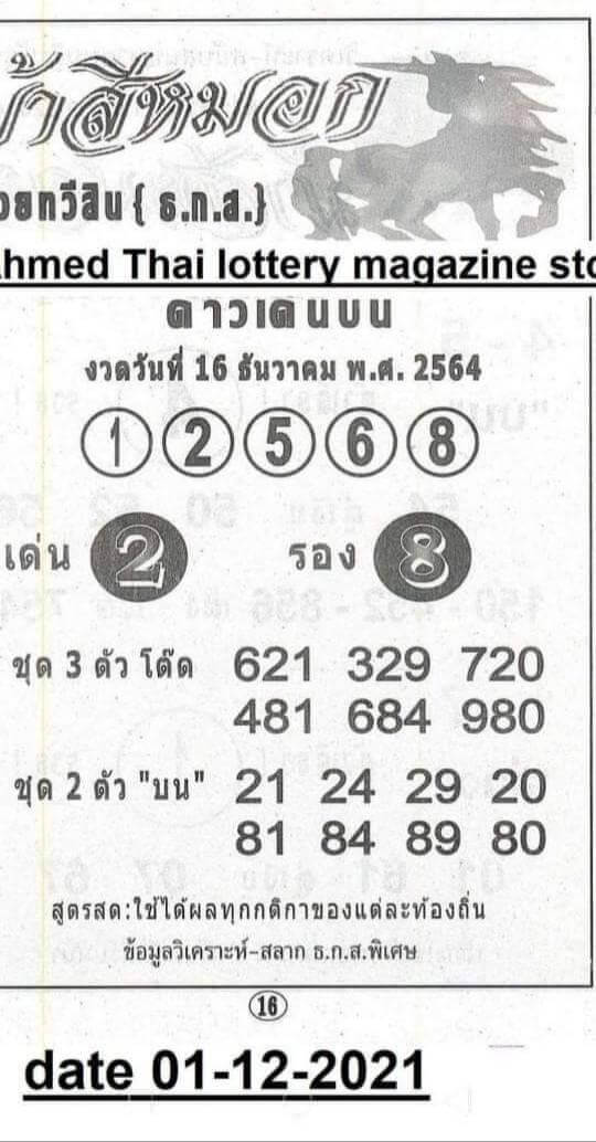 3up thai lottery 1s december 2021